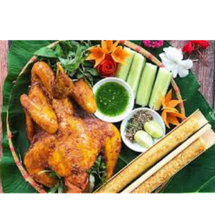 Gà ta nướng cơm lam 