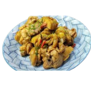 Gà trống thiến rang lá chanh 